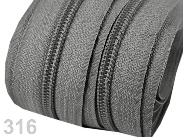 Reißverschluss spiralförmig  5 mm Grau